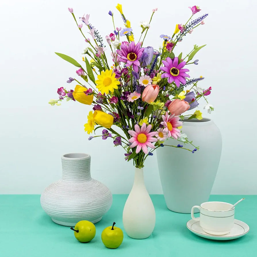12-Piece Artificial Summer Wildflower & Tulip Stems