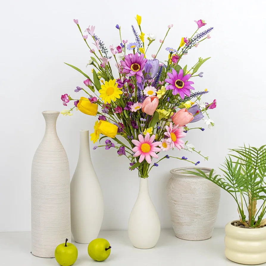 12-Piece Artificial Summer Wildflower & Tulip Stems