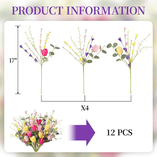 12-Pack 17-Inch Artificial Spring Floral Stems