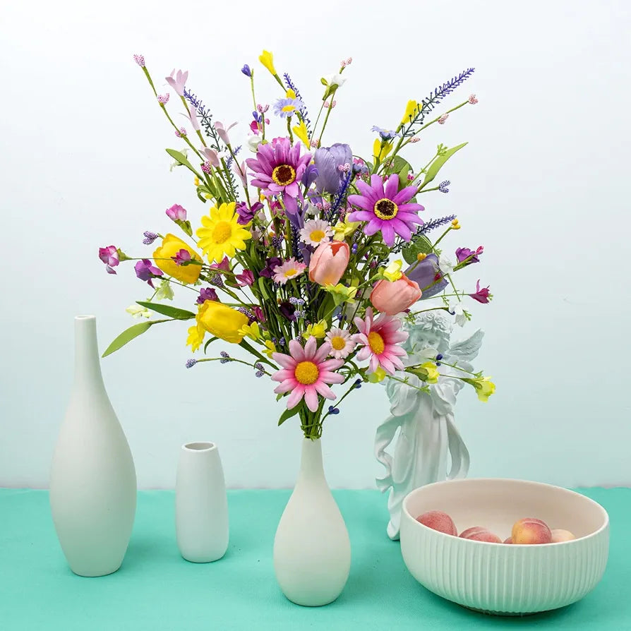 12-Piece Artificial Summer Wildflower & Tulip Stems