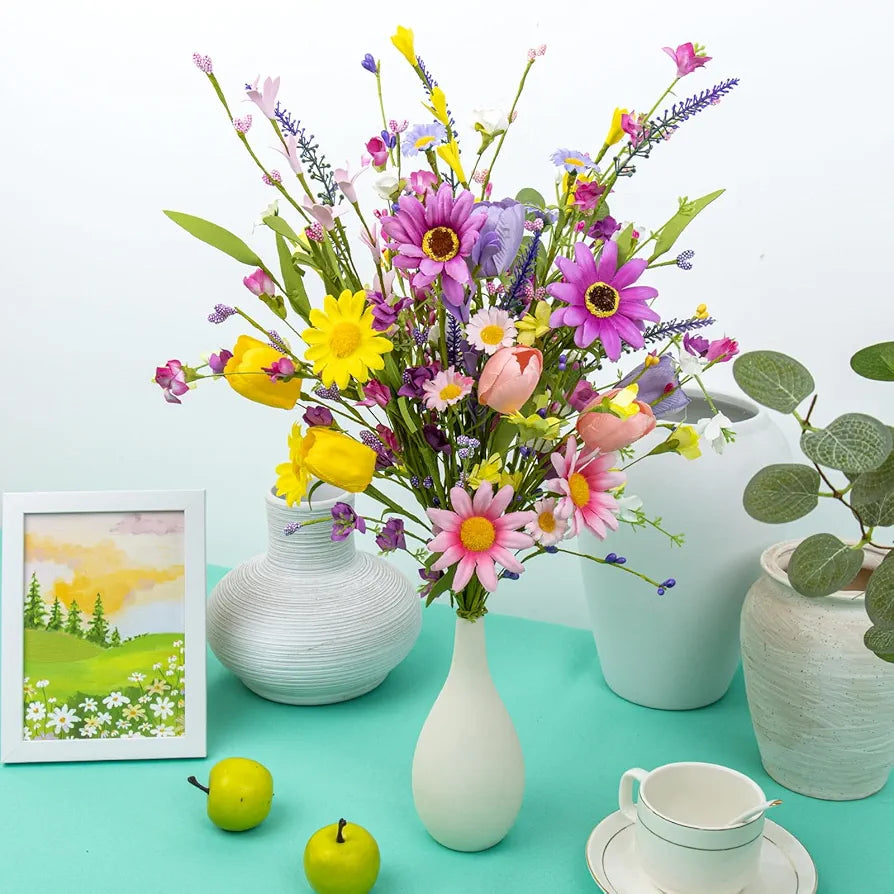 12-Piece Artificial Summer Wildflower & Tulip Stems