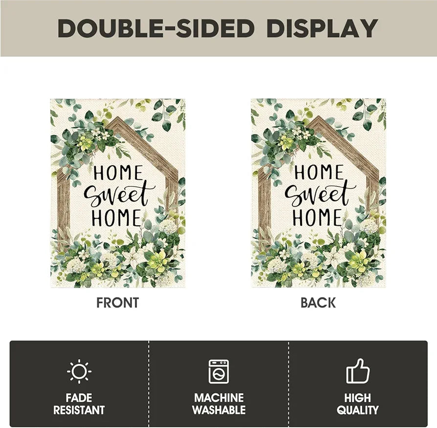Spring Floral Home Sweet Home Garden Flag 12x18