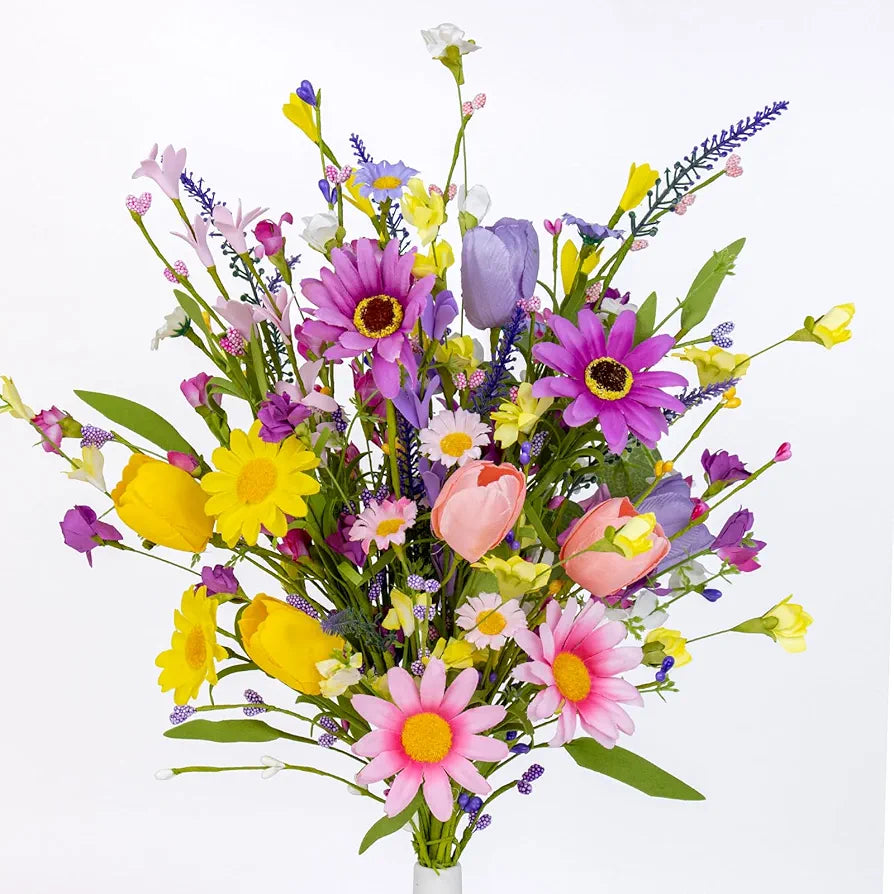 12-Piece Artificial Summer Wildflower & Tulip Stems