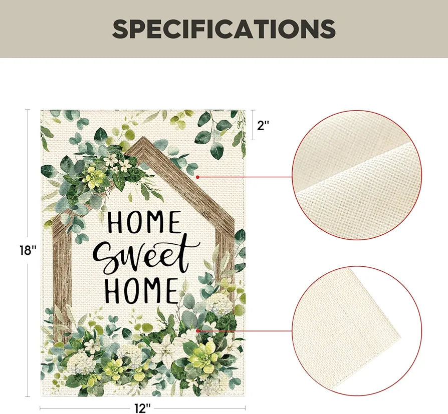 Spring Floral Home Sweet Home Garden Flag 12x18