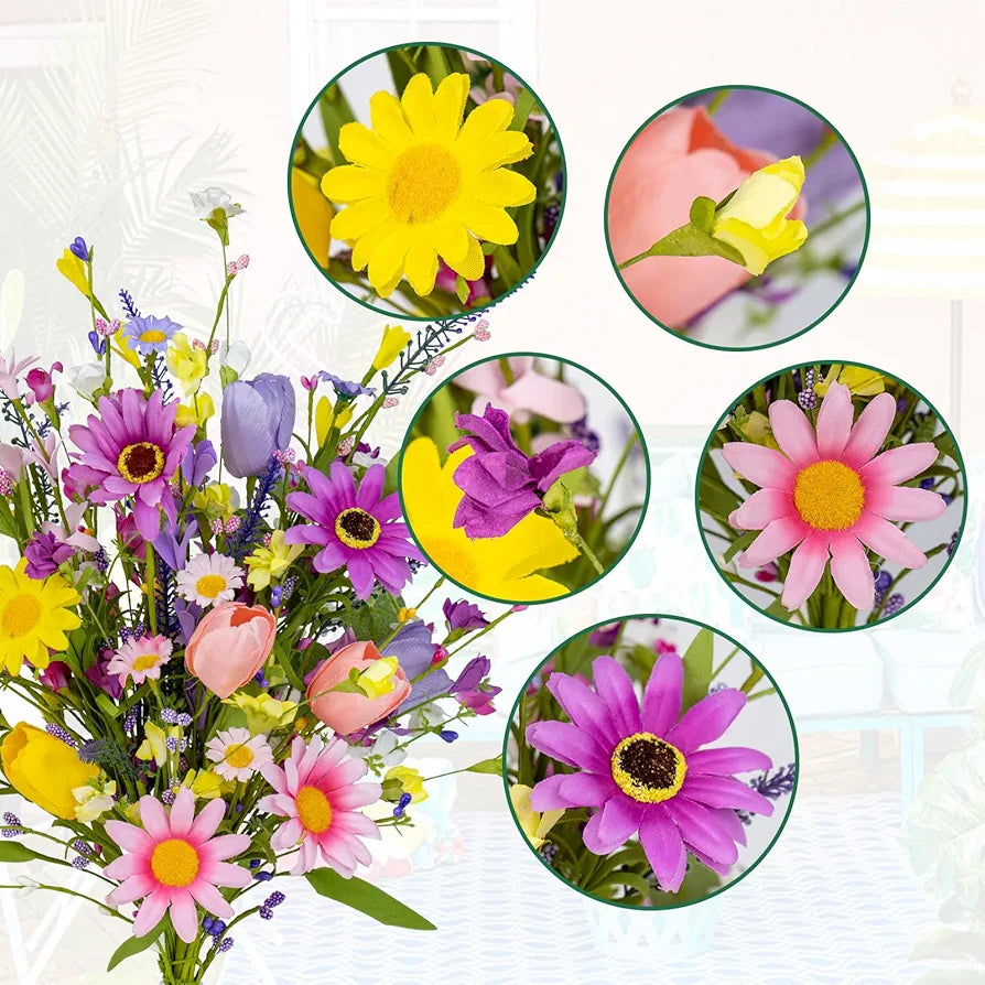 12-Piece Artificial Summer Wildflower & Tulip Stems